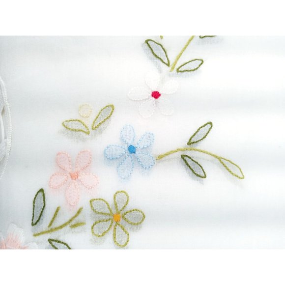 Vintage Tablecloth Napkin Set Embroidered Madeira Style New White Floral Cotton - Picture 7 of 12